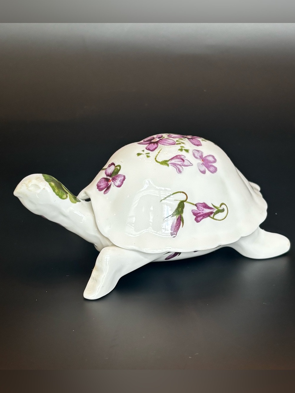 Vintage Hammersley "Victorian Violets" Bone China Turtle Trinket Box